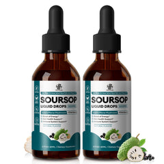 Two-pack Soursop Graviola liquid drop bottle with elderberry and lion's mane