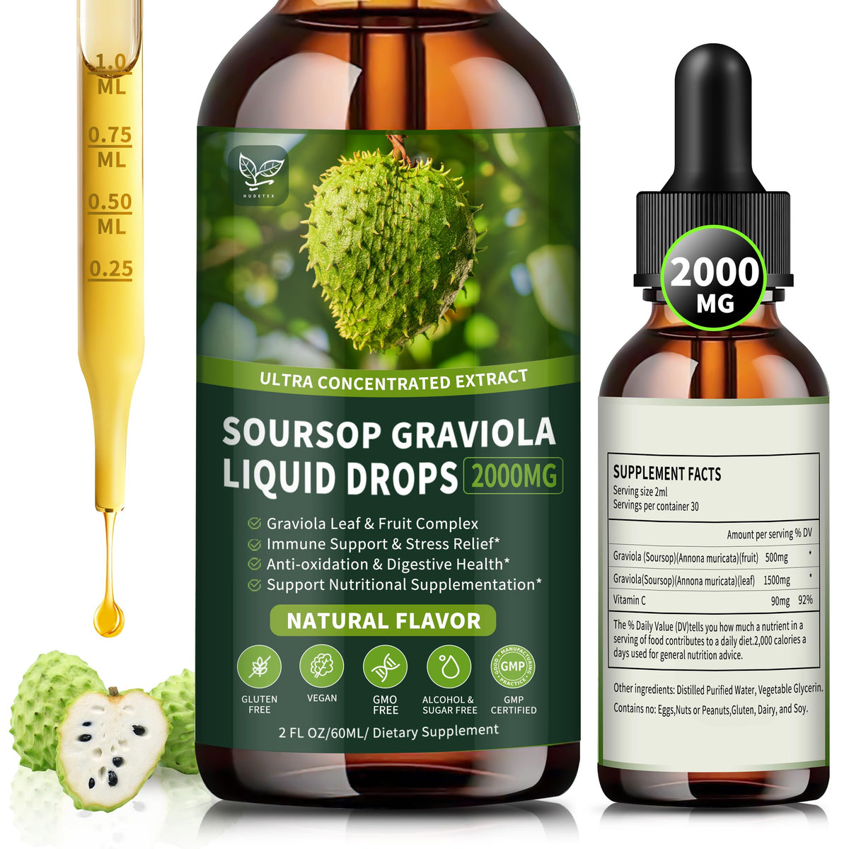 Bottle of Soursop Graviola Liquid Drops 2000mg