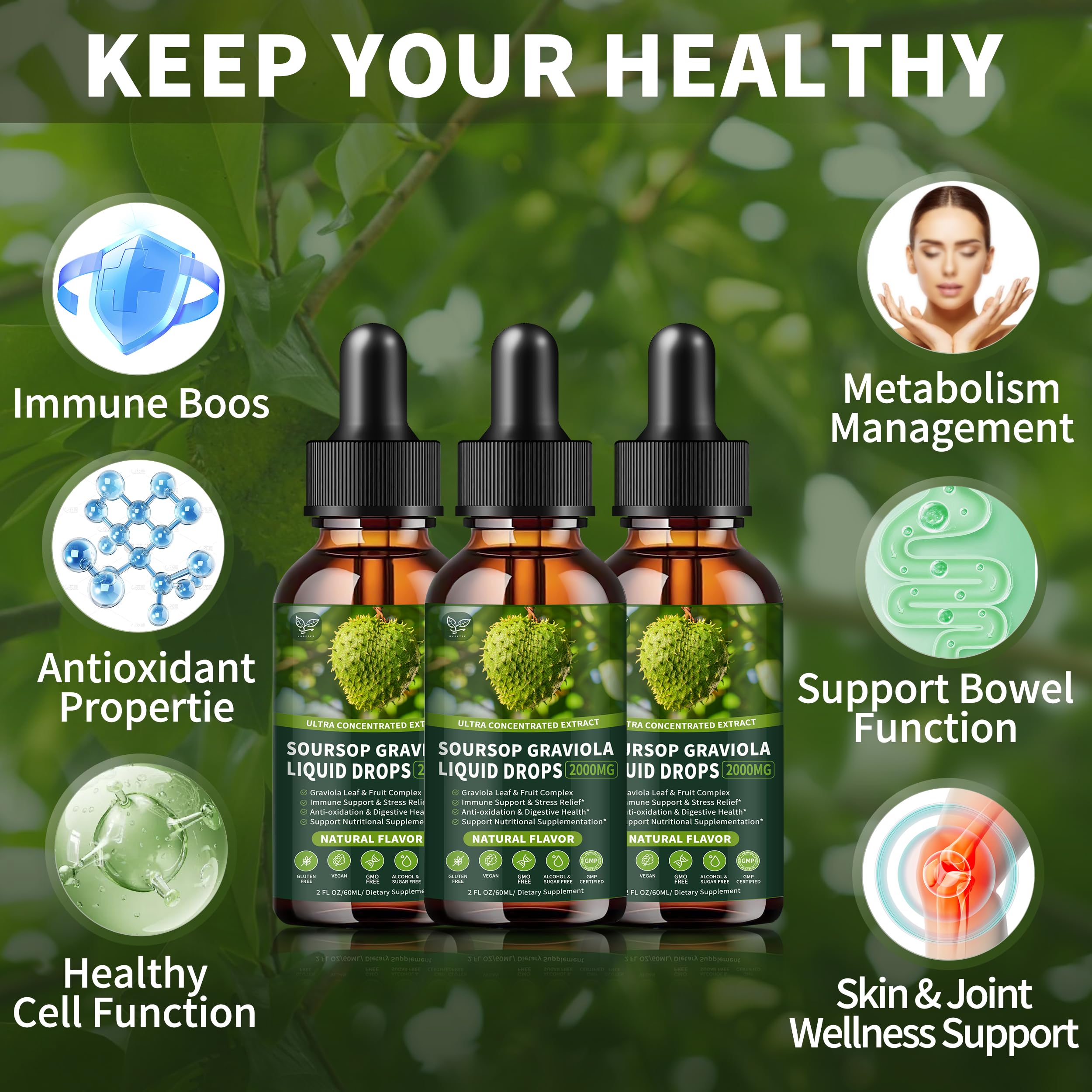 Dropper dispensing Soursop Graviola Liquid Drops