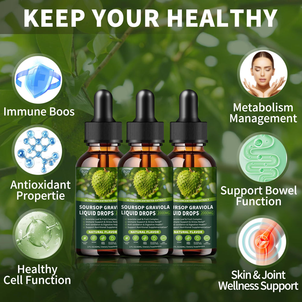 Dropper dispensing Soursop Graviola Liquid Drops