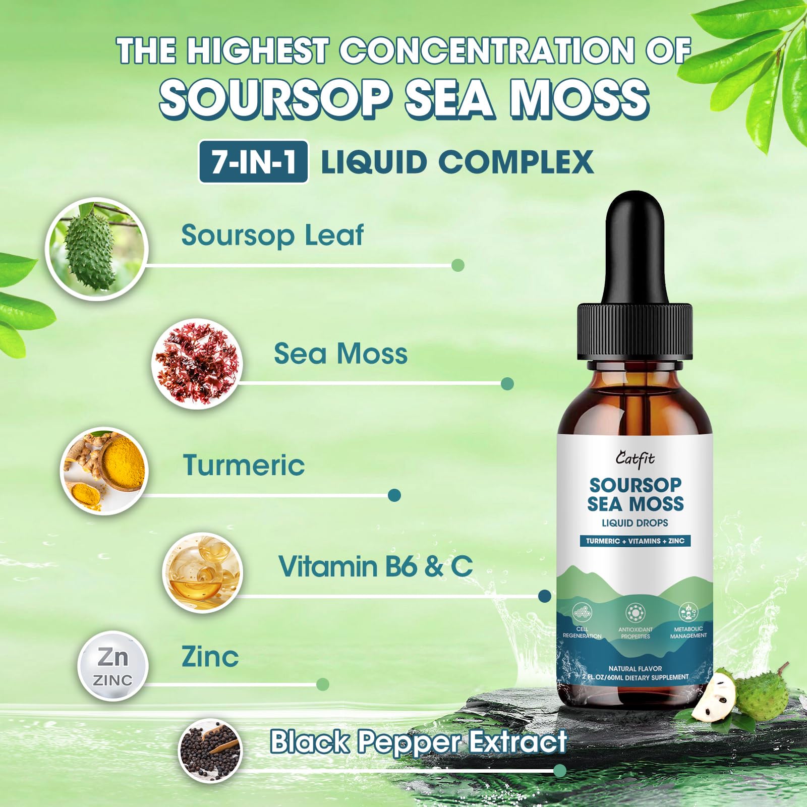 Dropper dispensing soursop liquid from the bottle