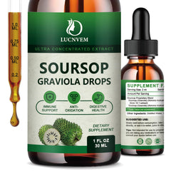 Front view of the Two-Pack Organic Soursop Graviola Liquid Drops bottle