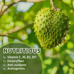 Close-up of Soursop Graviola Liquid Drops bottle label