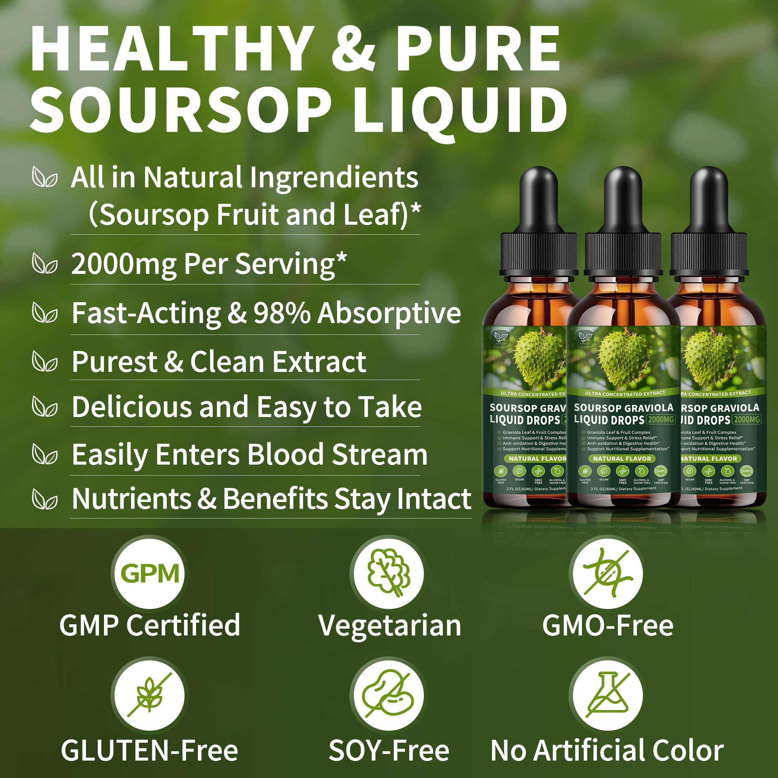Ingredient visuals for Soursop Graviola Drops