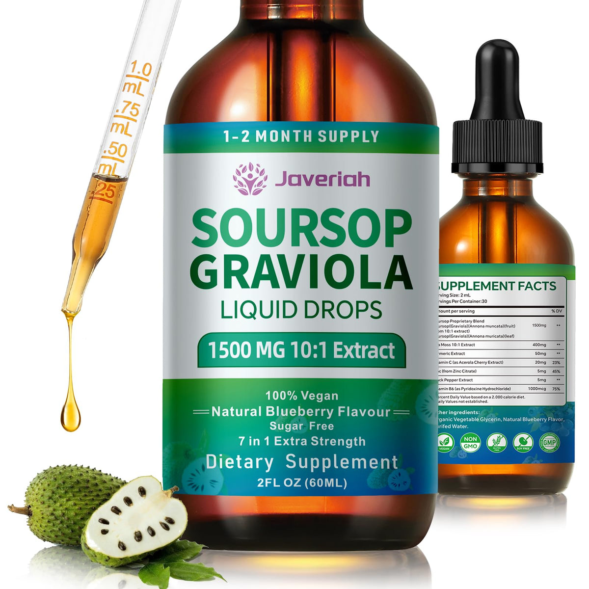 Bottle of Soursop Graviola Liquid Drops 60ml
