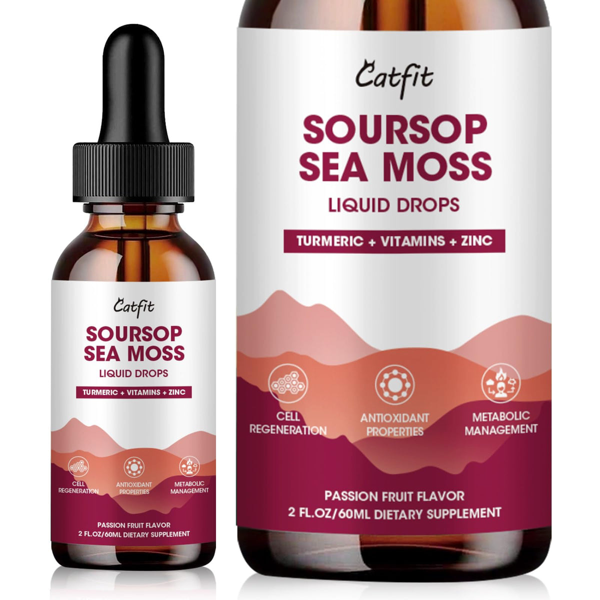 Catfit Soursop Graviola liquid drops bottle with passion fruit flavor