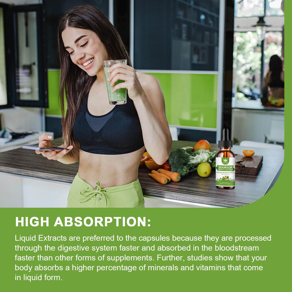 Dosage instructions for Soursop Graviola Liquid Drops (2 ml daily)