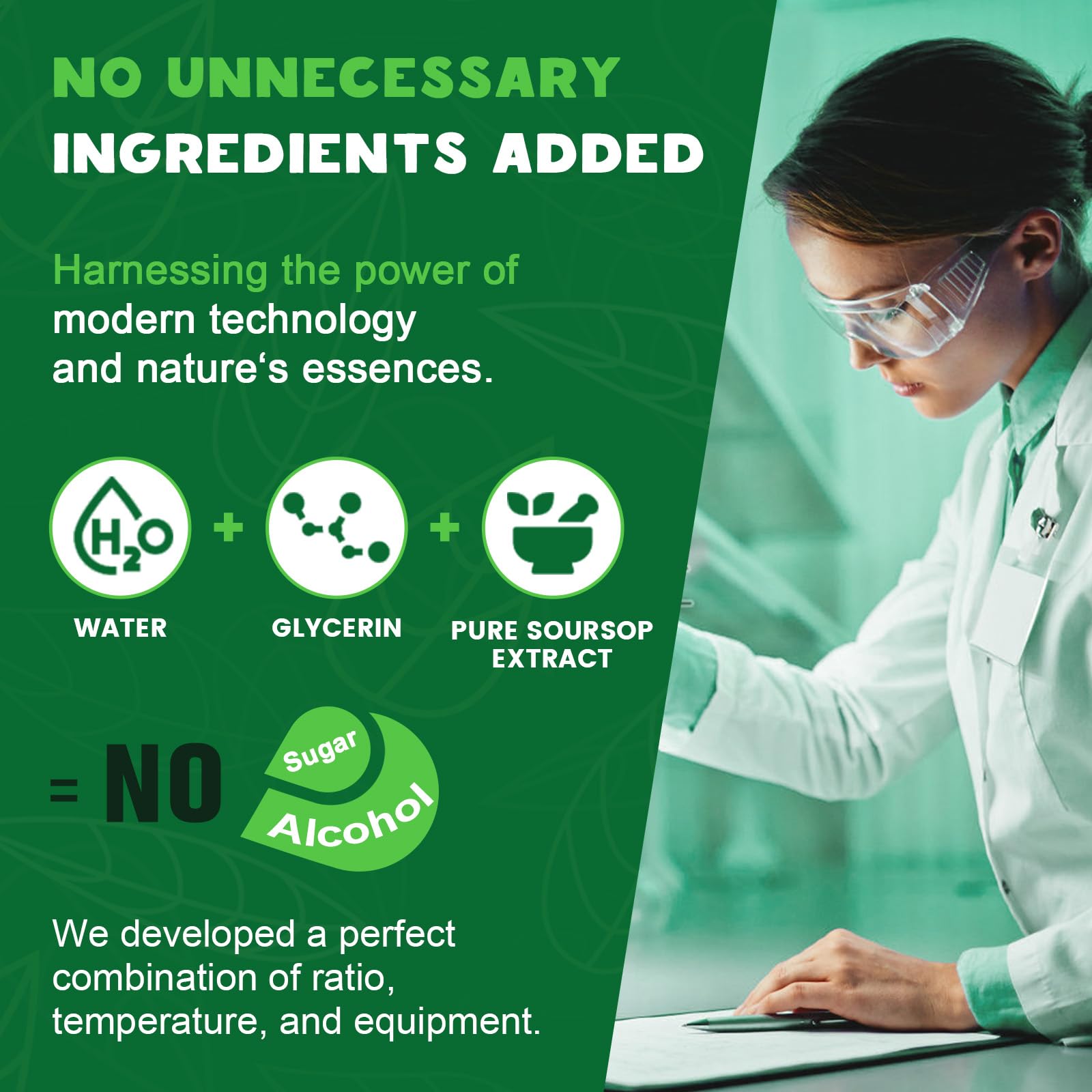 Label showing ingredients and organic soursop extract