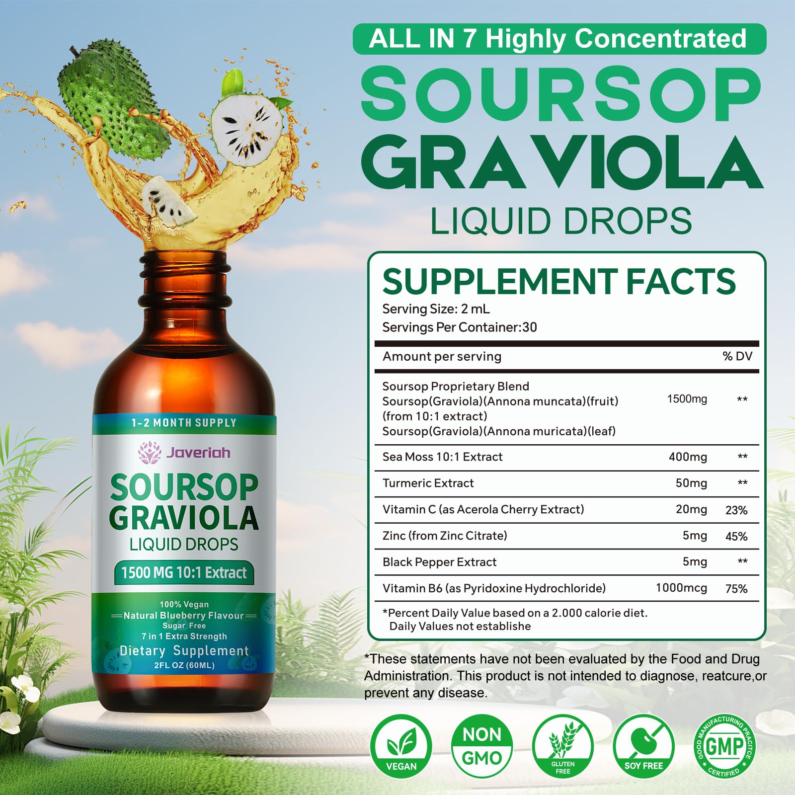 Packaging of Javeriah Soursop Graviola Liquid Drops