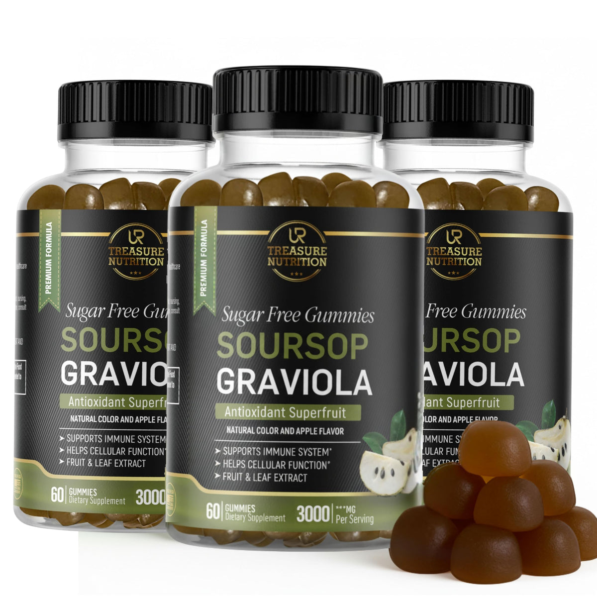 UR Treasure Nutrition Soursop Graviola Gummies 3-pack box