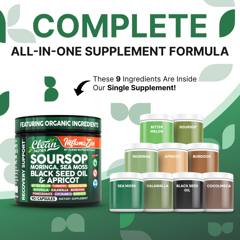 Capsules featuring soursop, moringa, sea moss and black seed oil