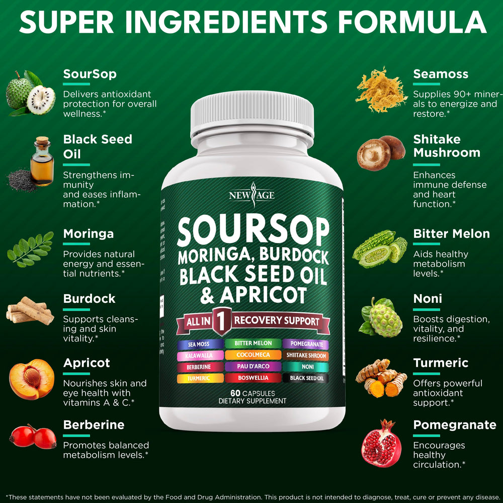 All-in-One blend ingredients including moringa, sea moss, and black seed oil