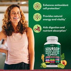 Graphic showing balanced immune support with capsules