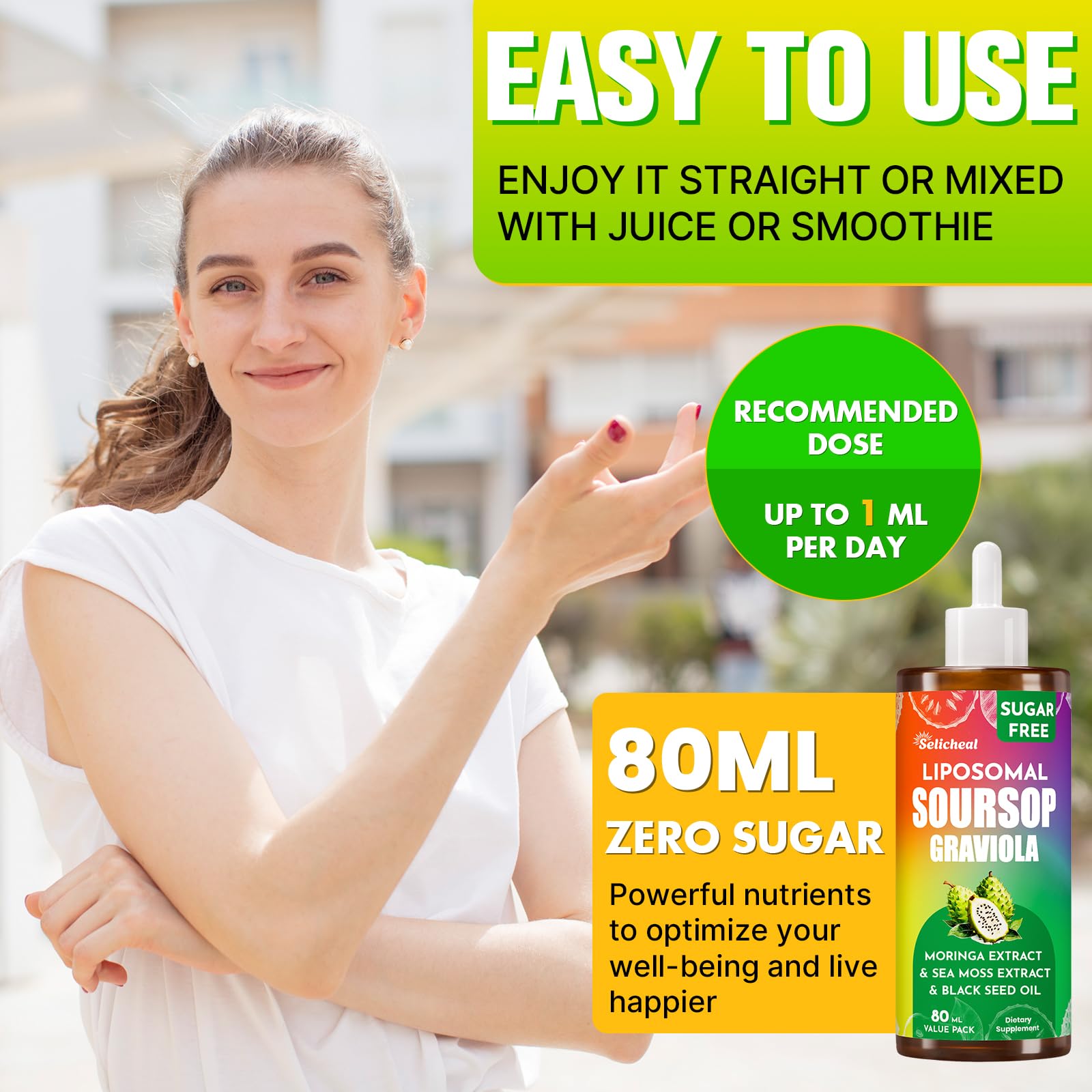 Icons representing immunity, gut health, skin, and antioxidant benefits