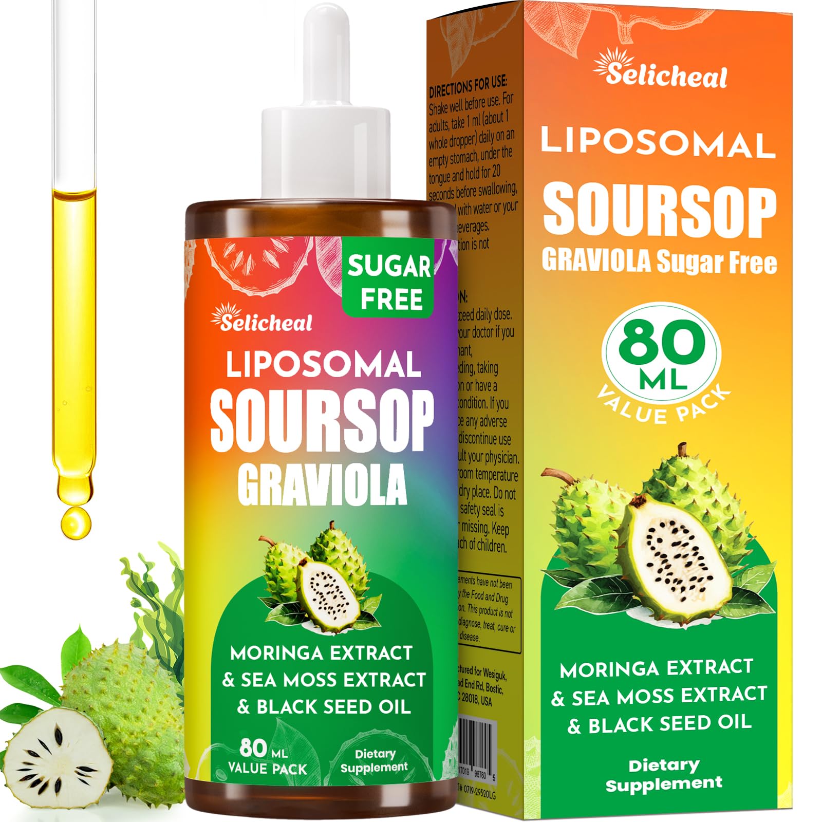 Front view of the Soursop Drops bottle