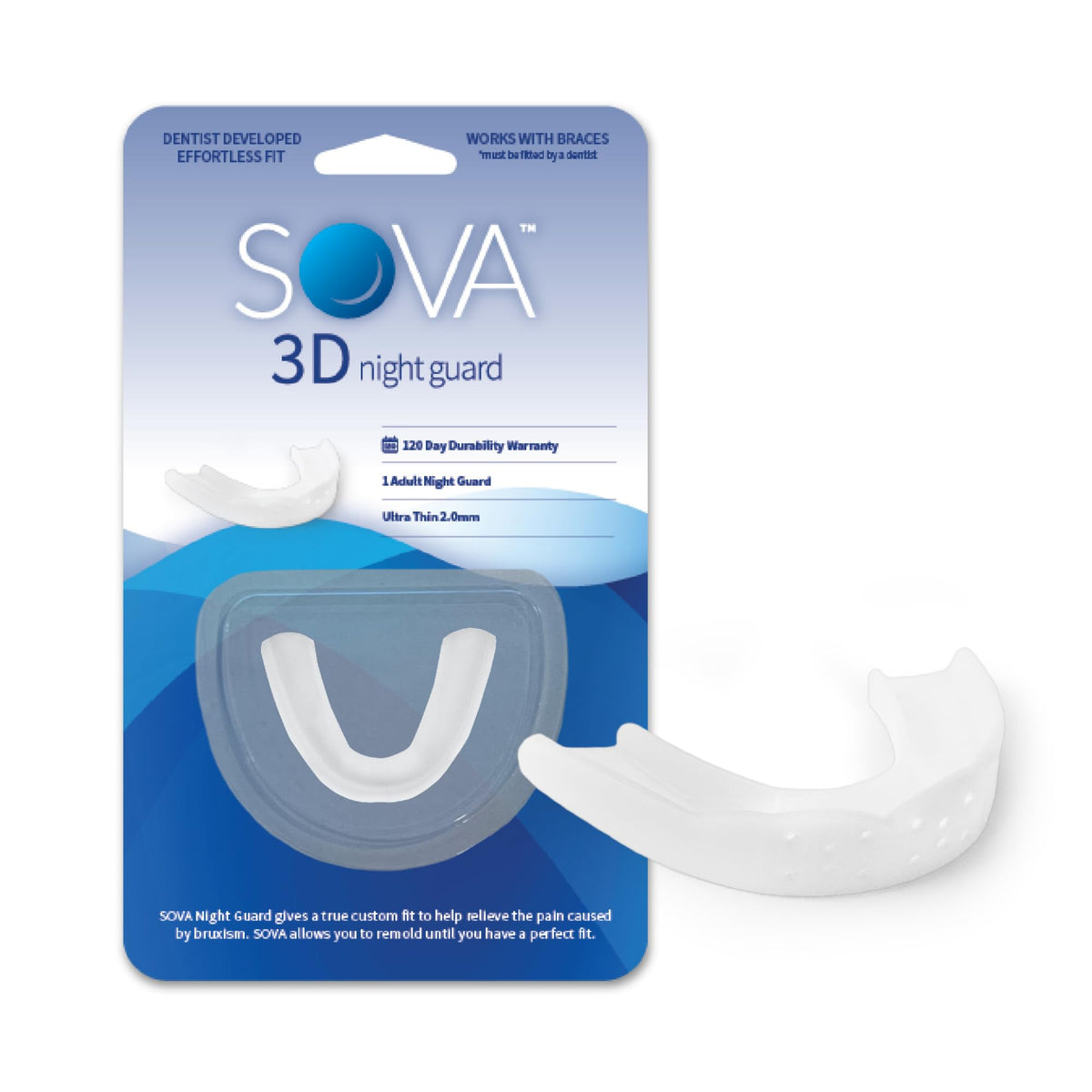 SOVA 3D Night Guard 2.0mm thin profile for a comfortable fit