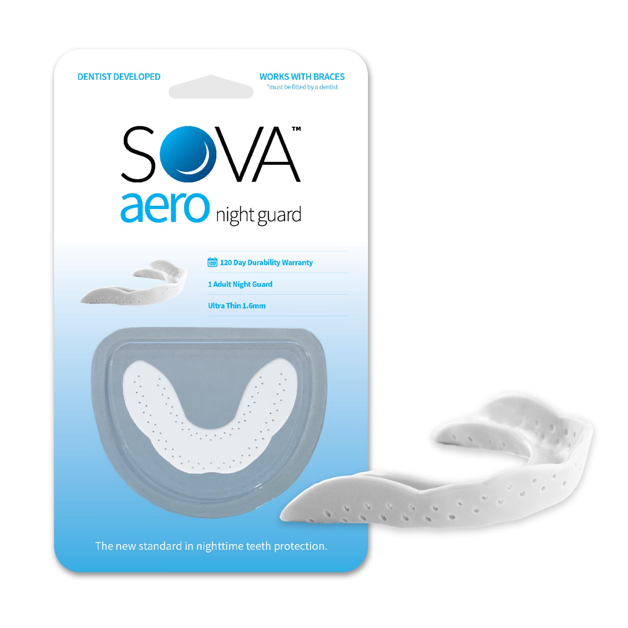 SOVA Aero Night Guard front view showing 1.6mm thin profile