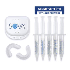 Two custom-fit whitening trays for upper and lower teeth