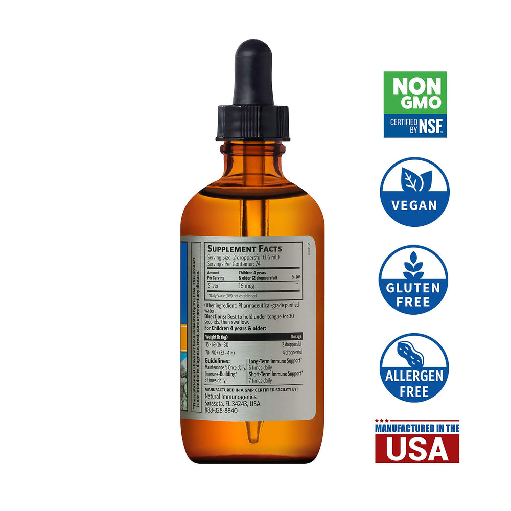 Amber glass bottle protecting silver purity