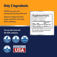 Amber glass bottle with Sovereign Silver Immune Support label