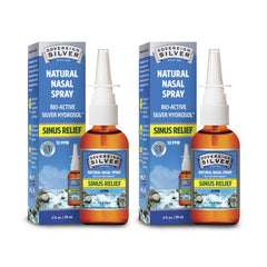 Hero image of Sovereign Silver Bio-Active Colloidal Silver Hydrosol nasal spray in a pack of two 2oz bottles.