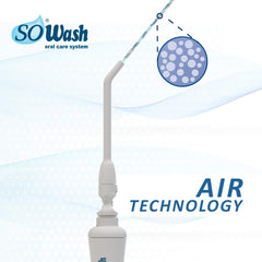 Rotating air head cleans interdental spaces