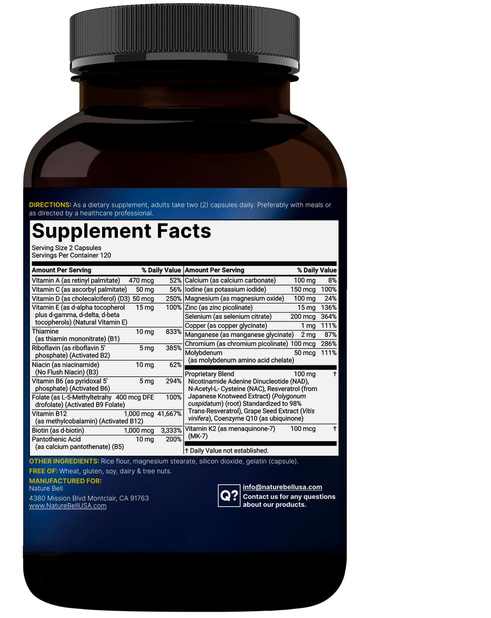 Label indicating non-GMO, soy-free, dairy-free, gluten-free