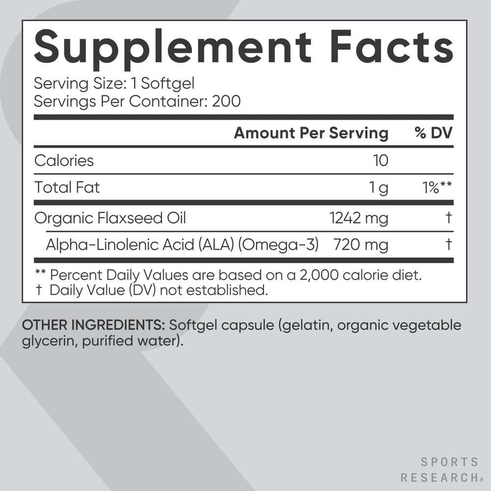 Soy-free and gluten-free flaxseed oil softgels