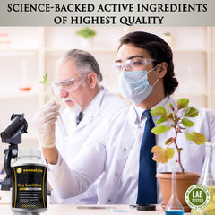 Bottle with softgel capsules displayed