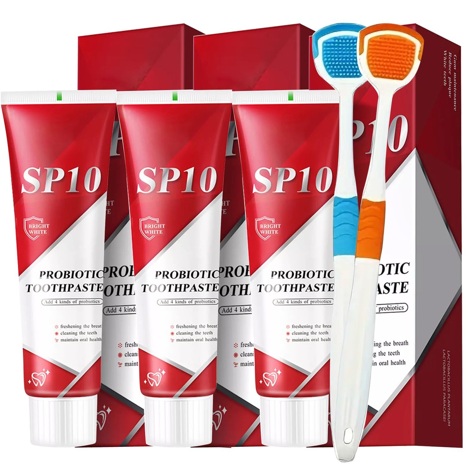 SP 10 Probiotic Whitening Toothpaste tube with push-down design