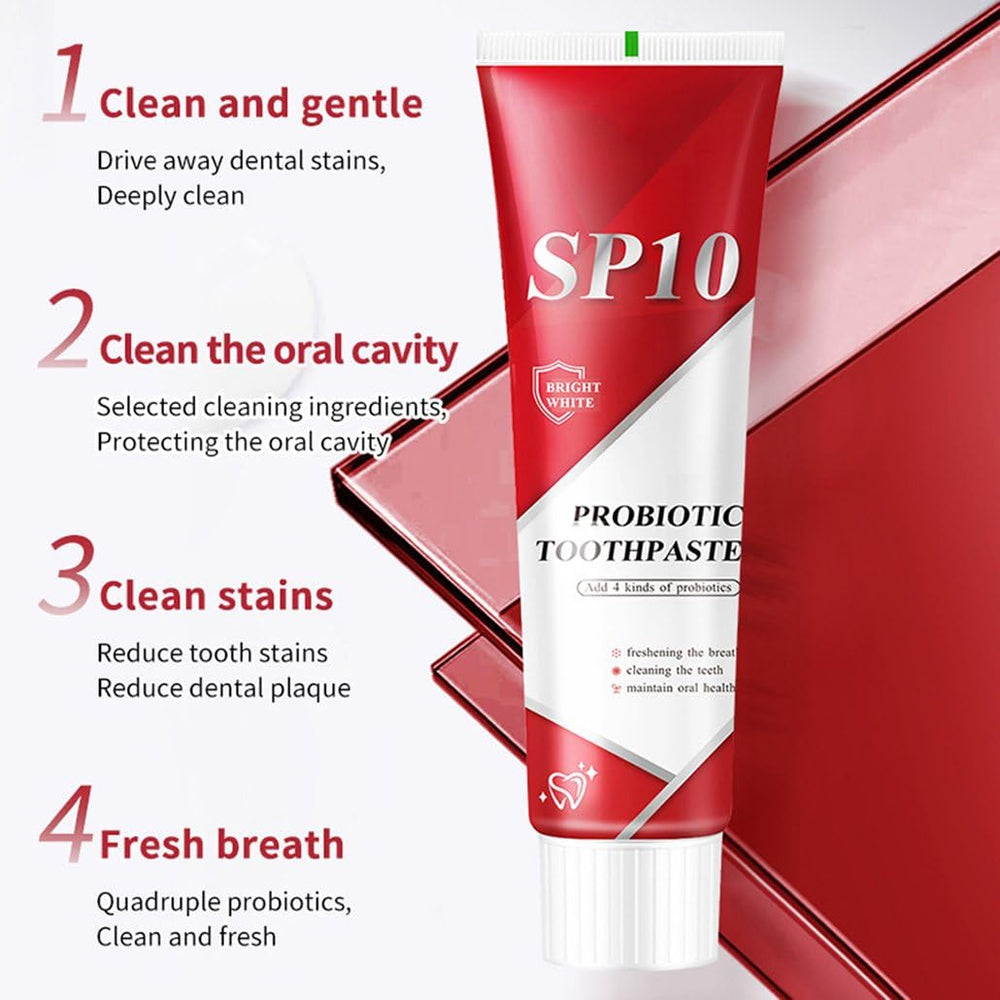 Brushing teeth with SP10 Probiotic Toothpaste