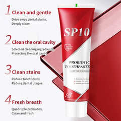 Brushing teeth with SP10 Probiotic Toothpaste