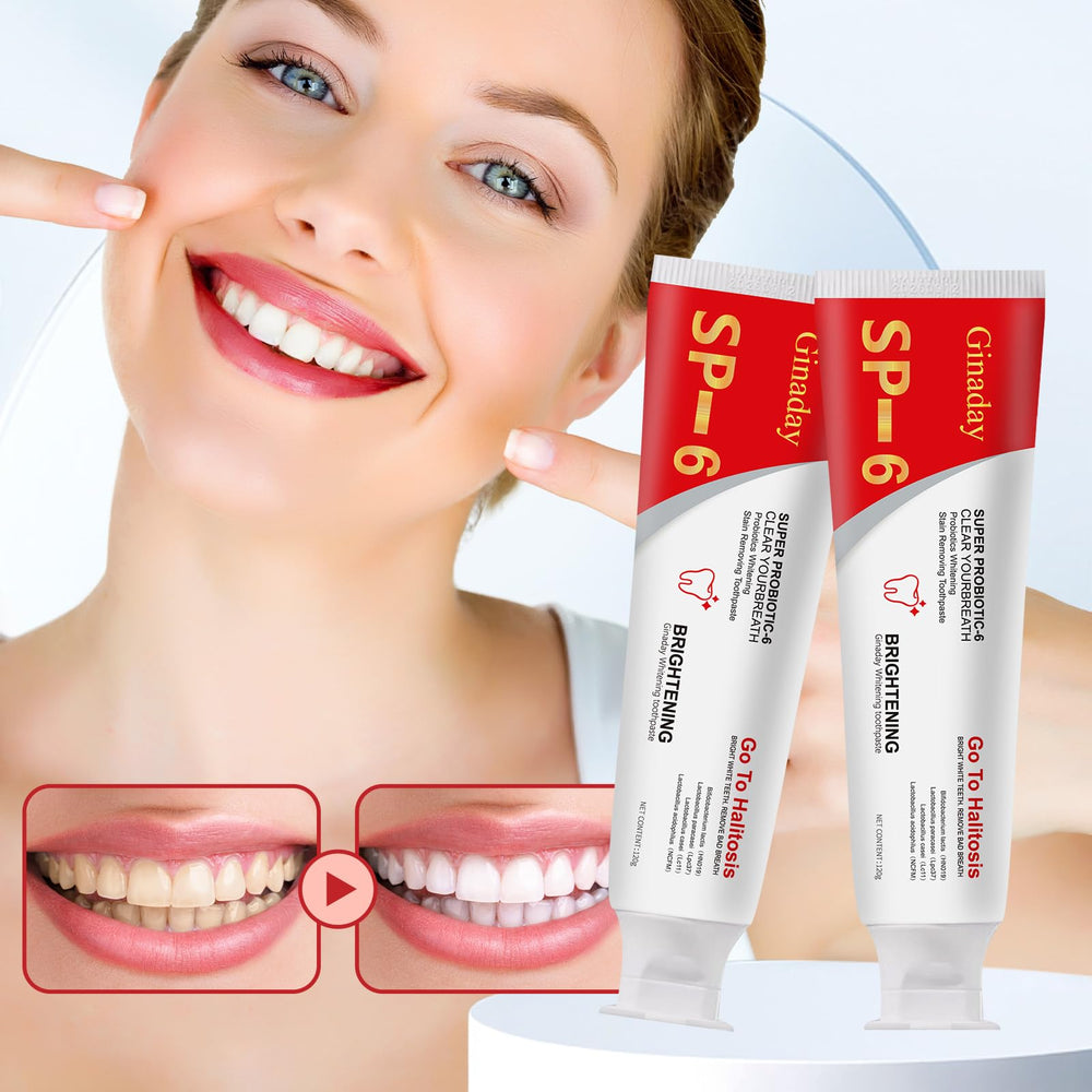 SP-6 Brightening Probiotic Toothpaste tubes side view