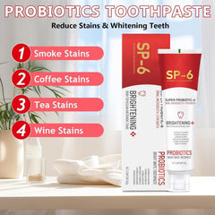 Front view of SP-6 toothpaste tube showing fluoride-free formula