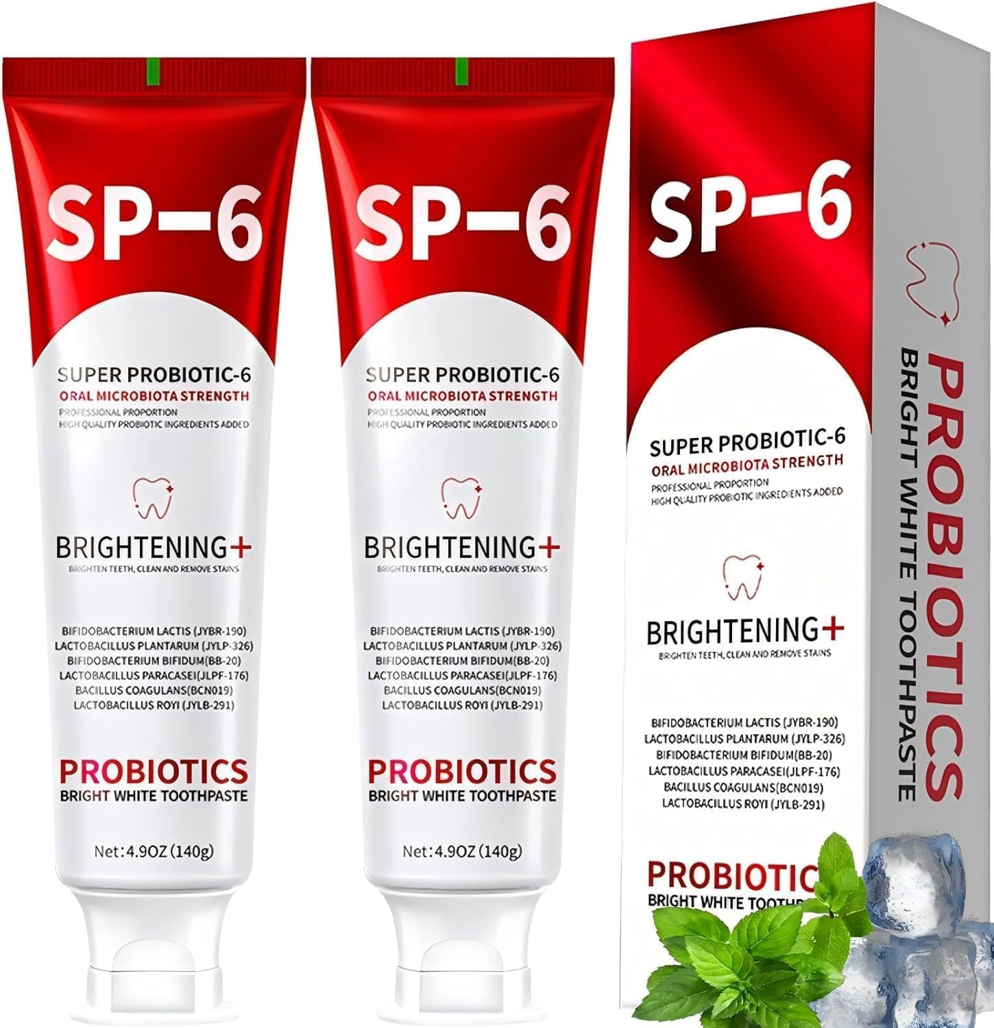 SP-6 Probiotic Whitening Toothpaste tube and packaging