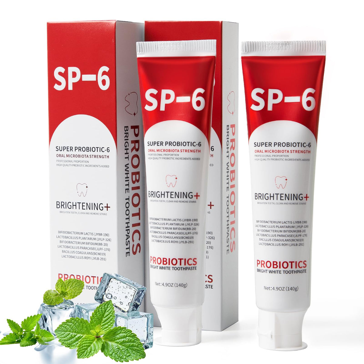 SP-6 Probiotic Whitening Toothpaste 4.9oz 2-Pack front label