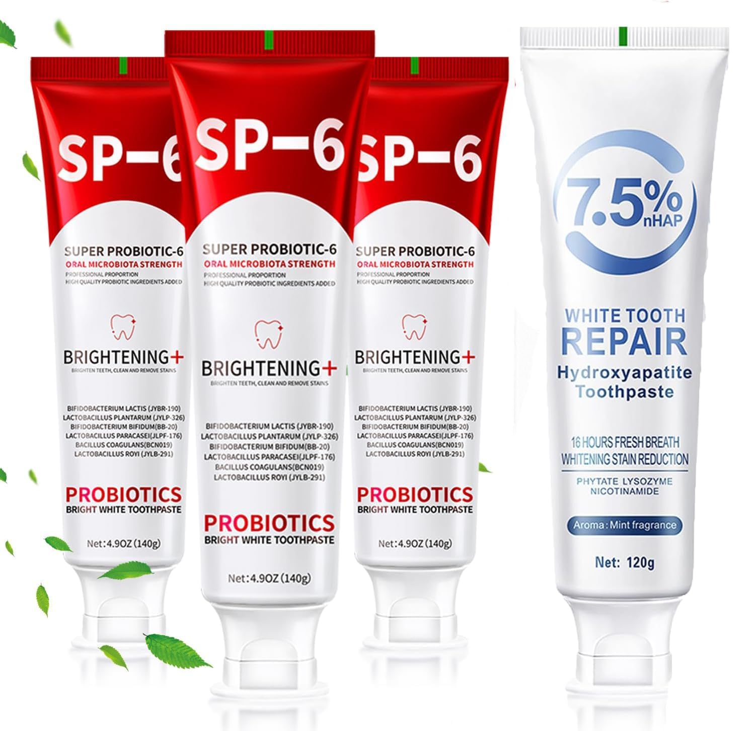 SP-6 Probiotics Whitening Toothpaste 4-pack box