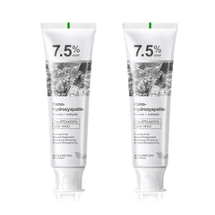 Hydroxyapatite toothpaste label highlighting enamel whitening