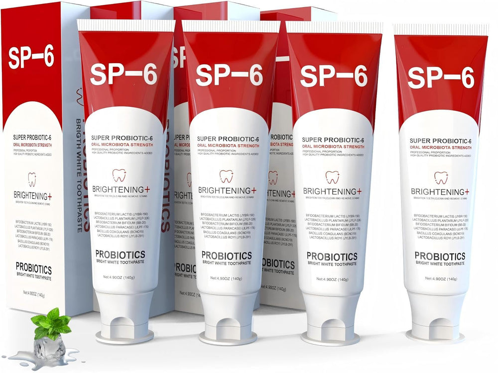 Front view of SP-6 Probiotics Whitening Toothpaste tube