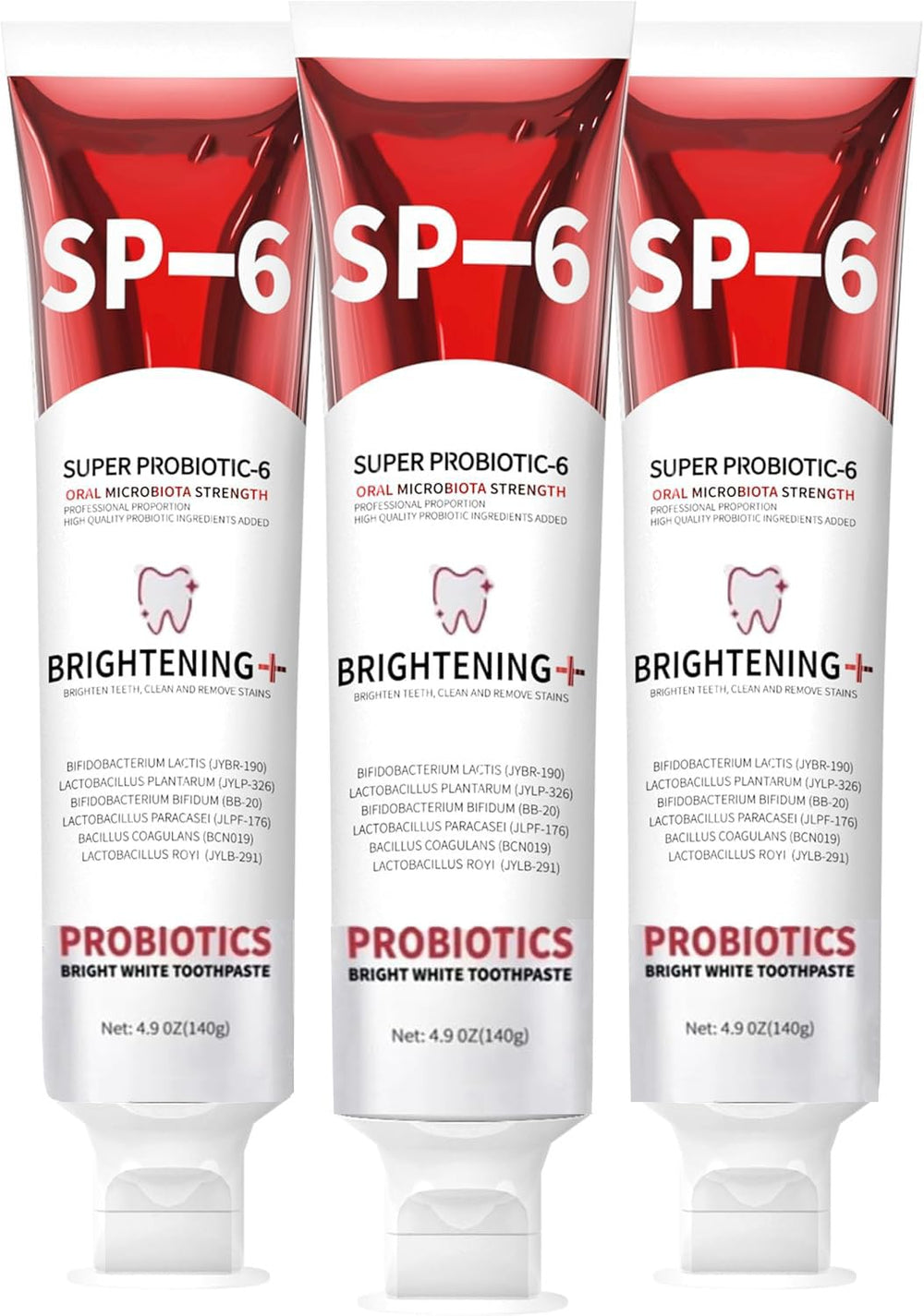 Front view of SP-6 Probiotics Whitening Toothpaste bottle