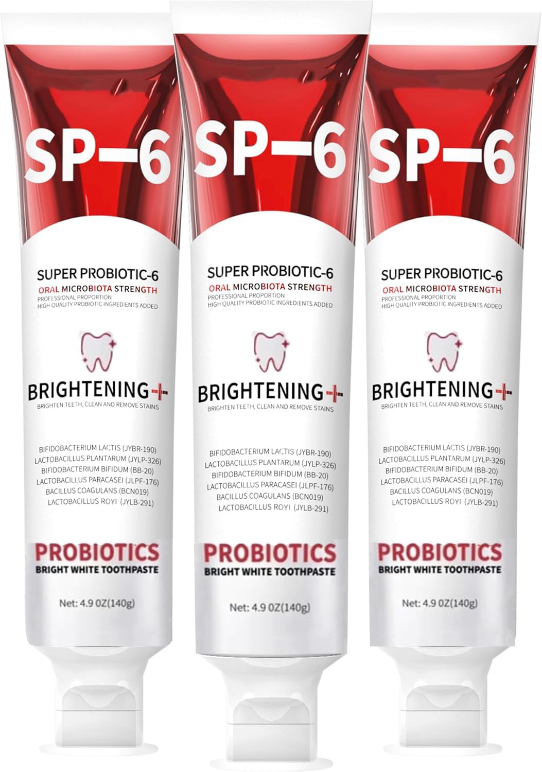 Front view of SP-6 Probiotics Whitening Toothpaste bottle