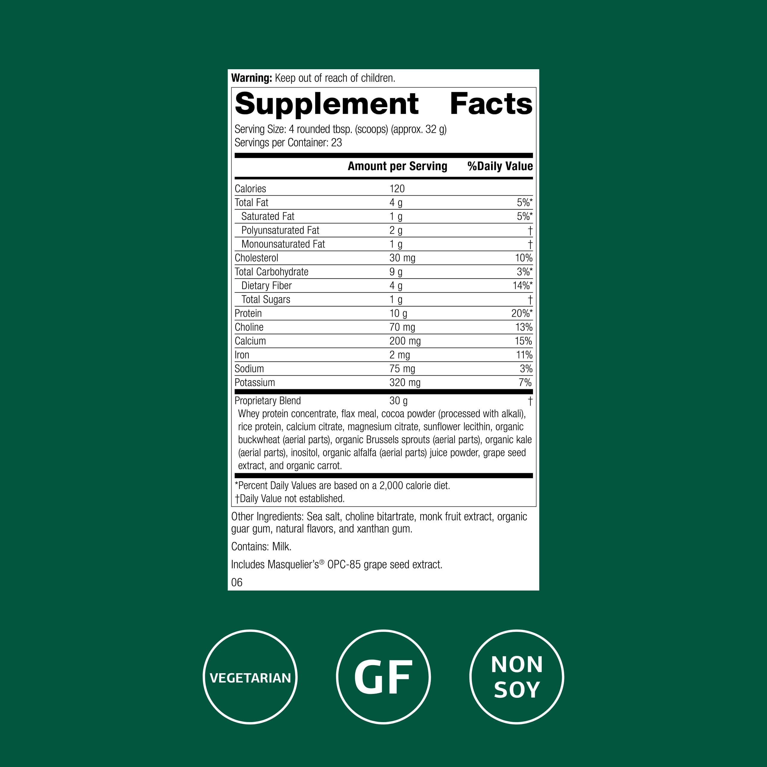 SP Complete chocolate 26 oz bottle label