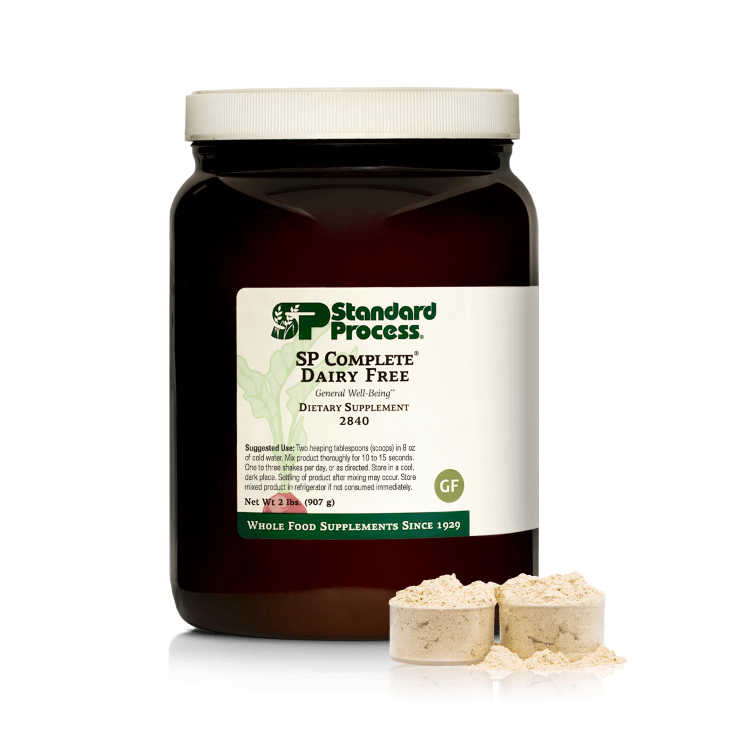 Front view of Standard Process SP Complete Dairy-Free Rice Protein Powder 2 lb canister