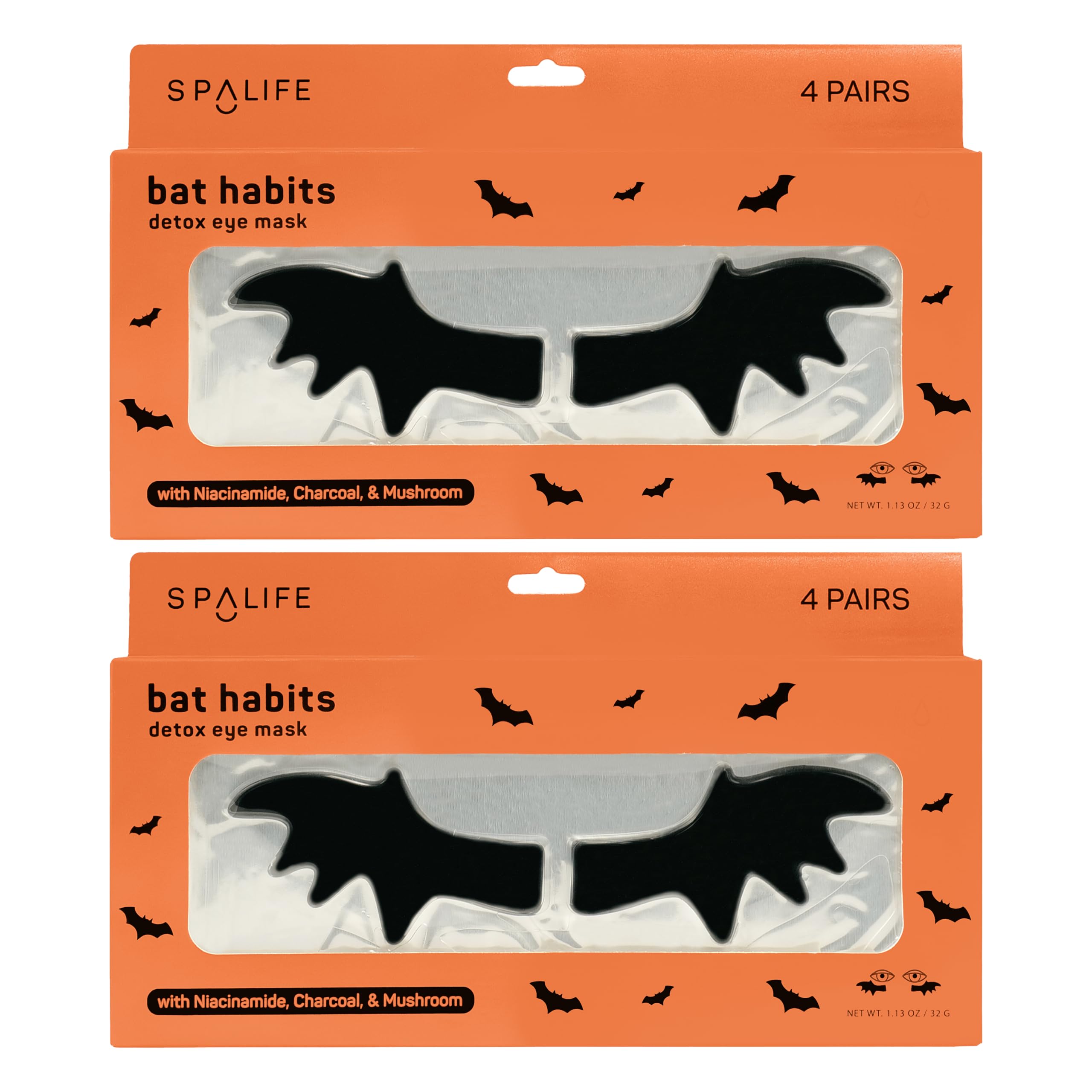 SpaLife Halloween hydrogel under-eye patches in package with 8 pairs