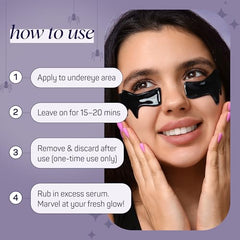 Eight pairs of bat-wing hydrogel eye patches displayed on a surface
