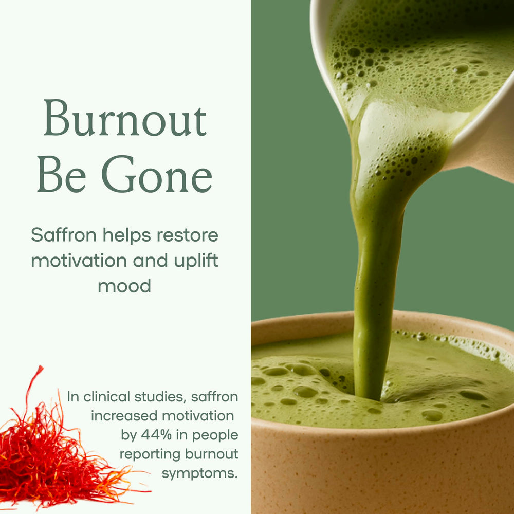 Pouring mushroom matcha latte with a frother