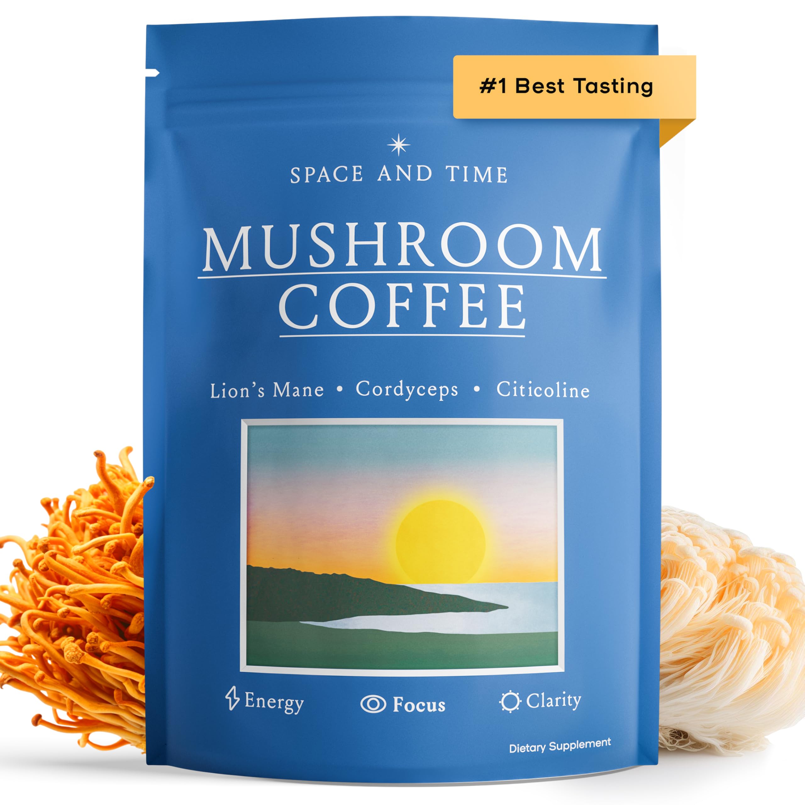 SPACE AND TIME Focus Mushroom Coffee canister on a white surface