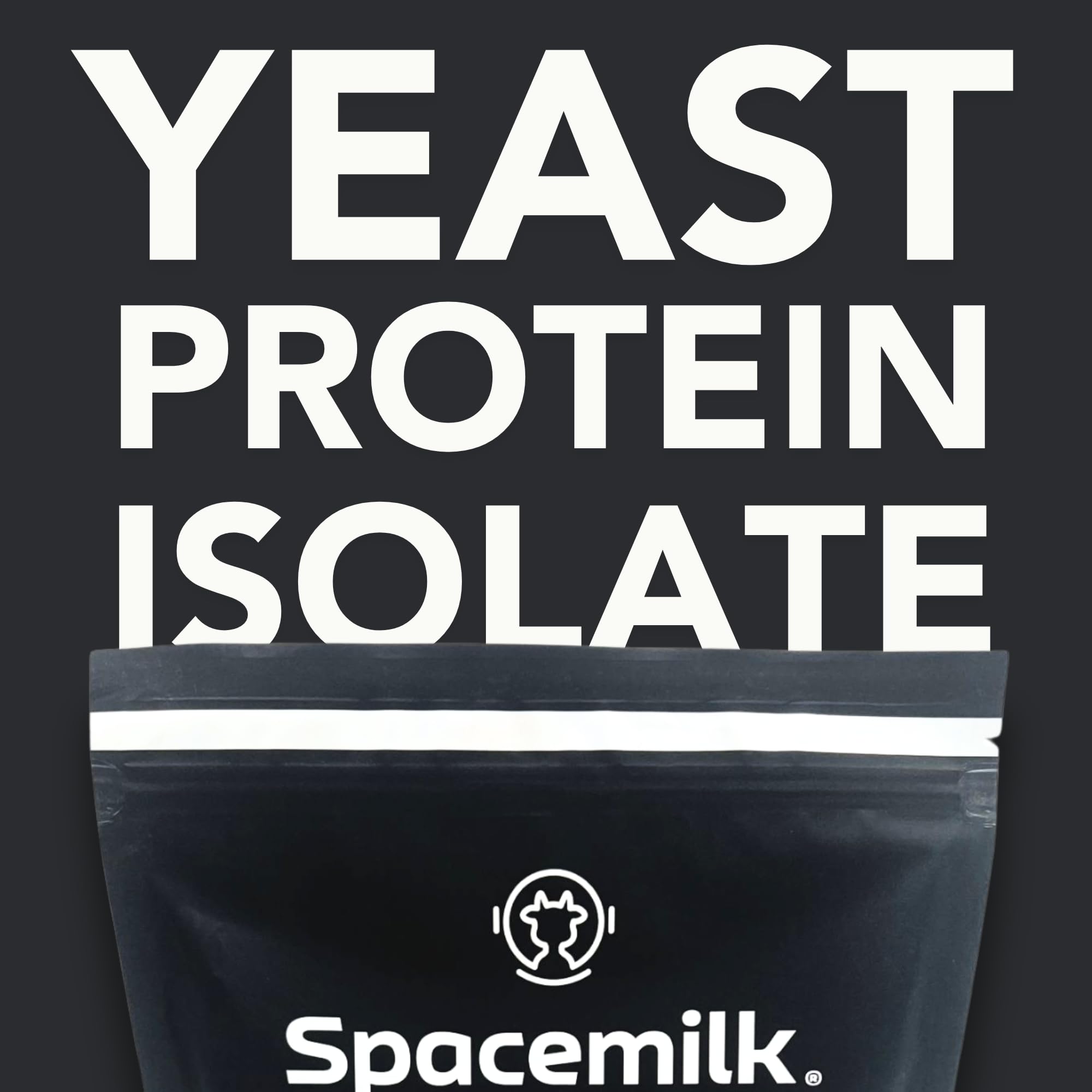 Spacemilk unflavored protein powder bag on kitchen counter.