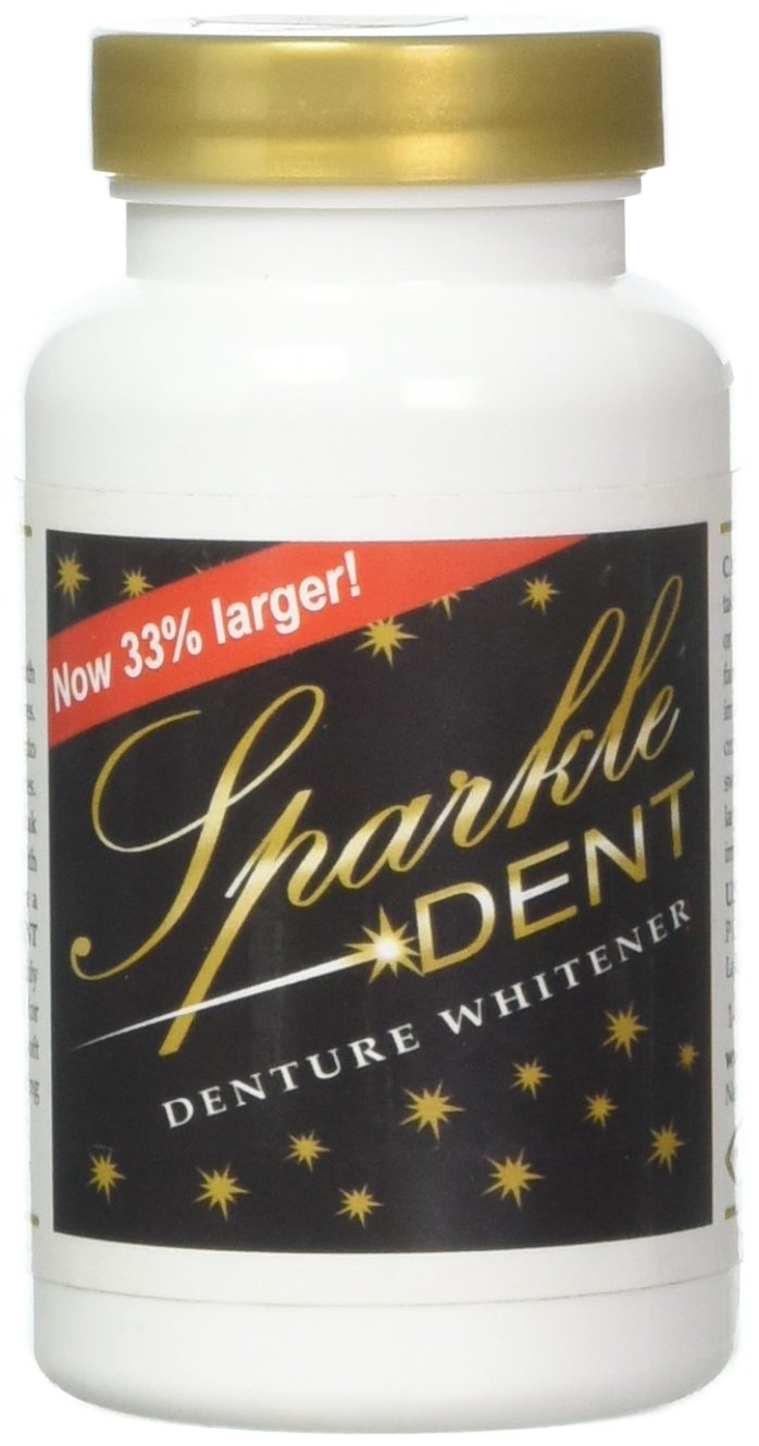 Bottle of Sparkle-Dent denture whitener and cleaner, 8 oz
