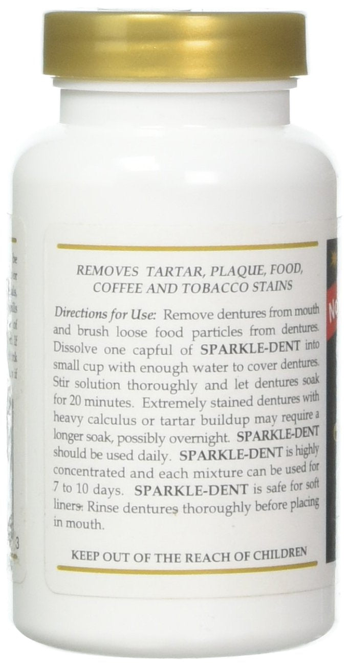 Safe for soft liners: Sparkle-Dent denture cleaner in soak solution